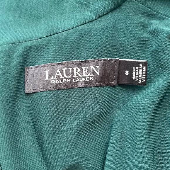 Lauren Ralph Lauren Belted Jersey Mock Neck Green Dress size 8. - Picture 11 of 11
